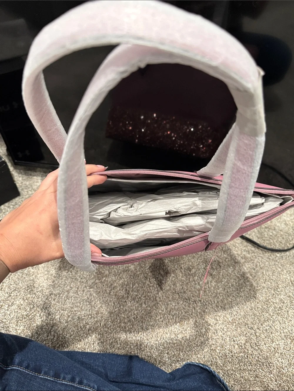 kate spade pink glitter-trim tote bag